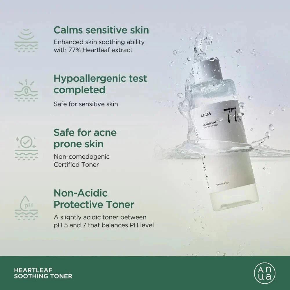 ANUA - HEARTLEAF 77% SOOTHING TONER (250ML) - Image 3