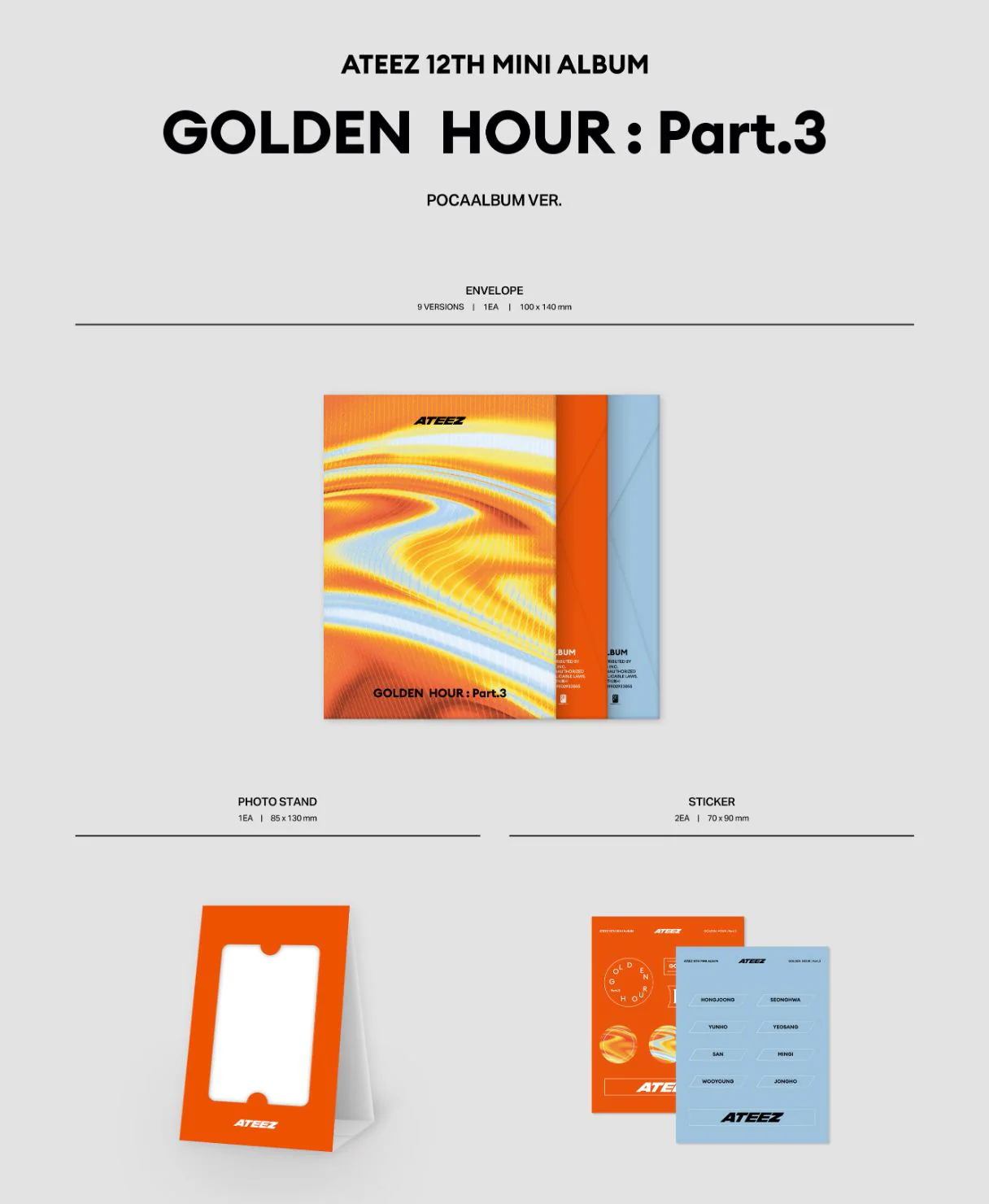 ATEEZ - GOLDEN HOUR : PART.3 (POCA ALBUM VER.) + Makestar Photocard - Image 3