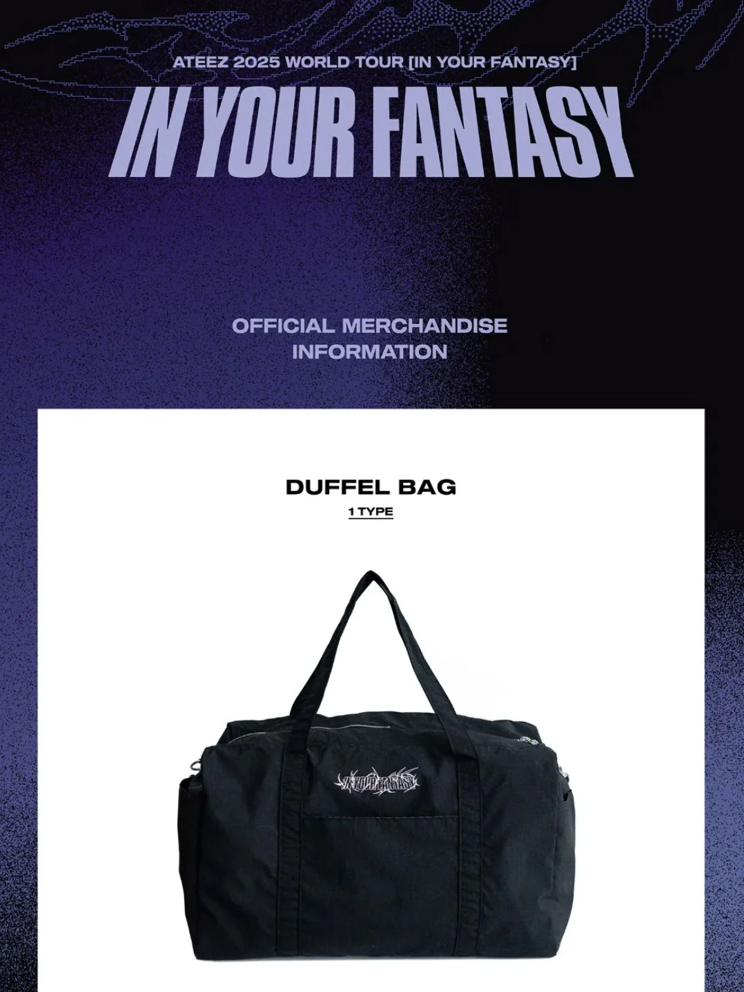 ATEEZ - SLOGAN MUFFLER & DUFFEL BAG (2025 WORLD TOUR 'IN YOUR FANTASY' IN INCHEON OFFICIAL MD) - Image 5