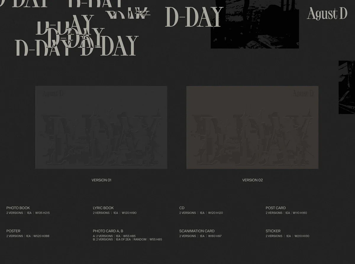 BTS SUGA (Agust D) - D-DAY (1ST SOLO ALBUM) - Image 2
