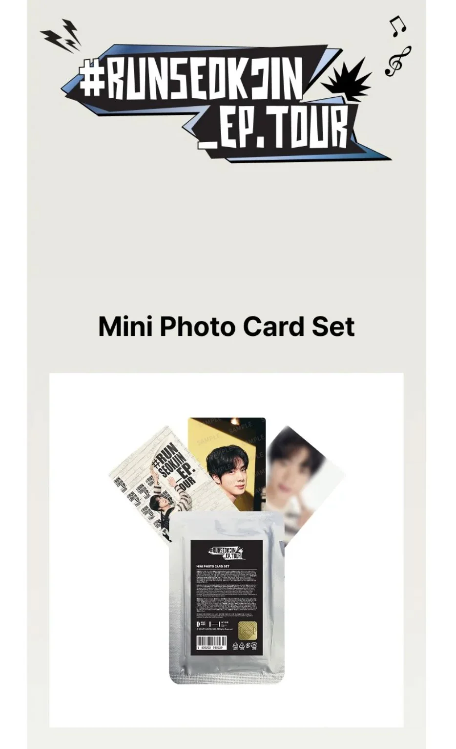 JIN (BTS) - MINI PHOTO CARD SET (RUNSEOKJIN OFFICIAL MD) - Image 2