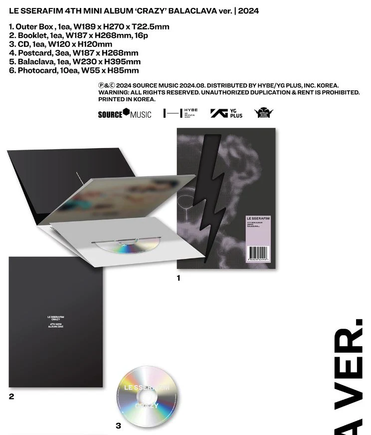 LE SSERAFIM - CRAZY (4TH MINI ALBUM) BALACLAVA VER. - Image 2