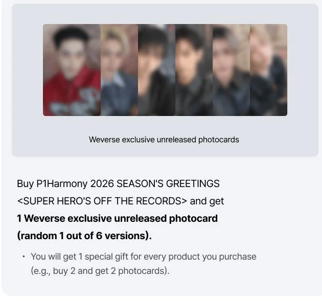 P1HARMONY - 2026 SEASON'S GREETINGS + POB WEVERSE GIFT - Image 2