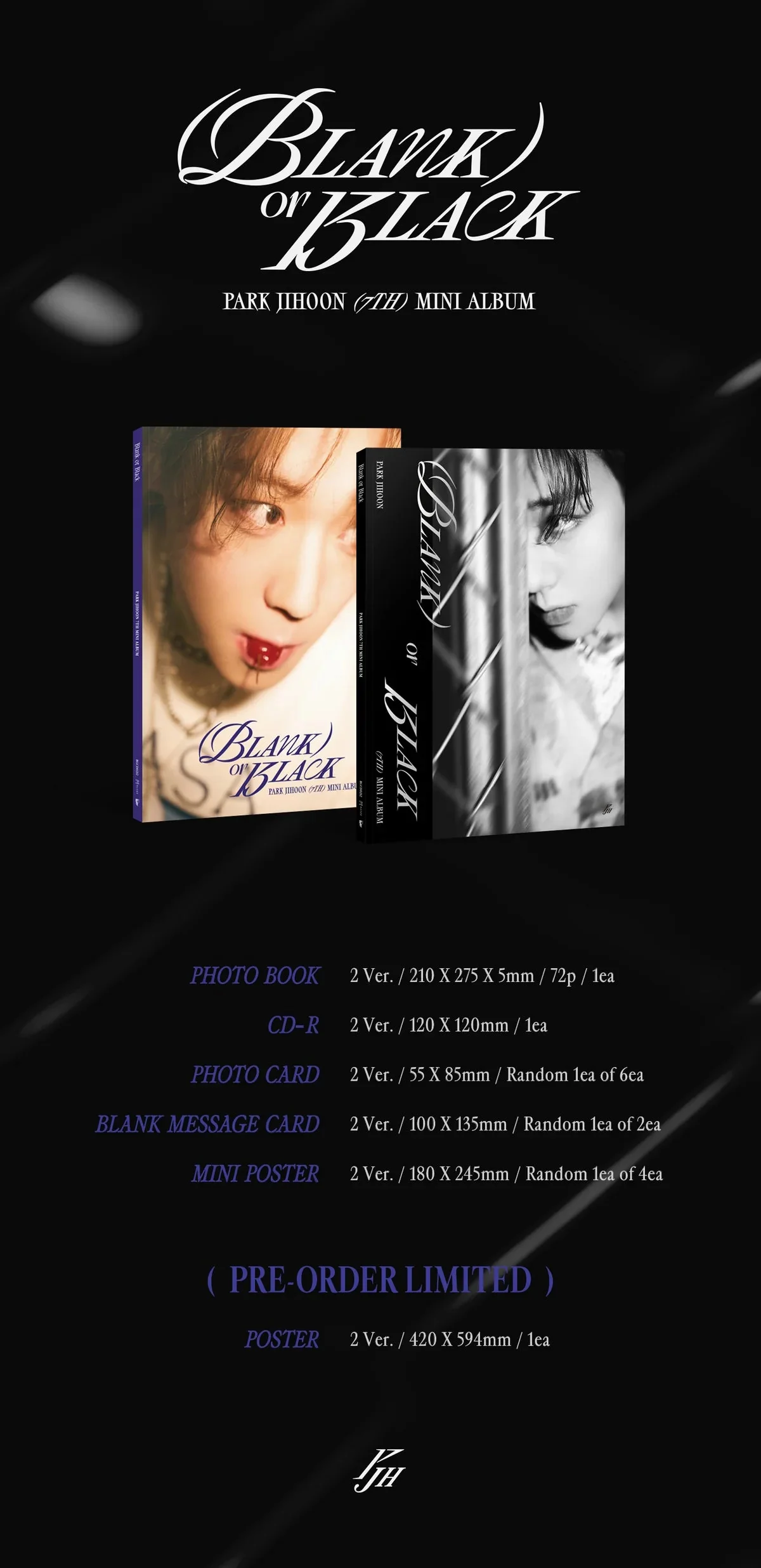 PARK JI HOON - BLANK OR BLACK (7TH MINI ALBUM) - Image 4