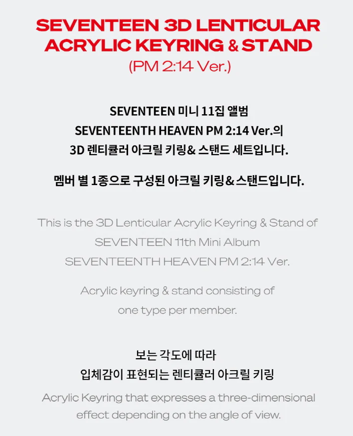 SEVENTEEN - 3D LENTICULAR ACRYLIC KEYRING & STAND - Image 2