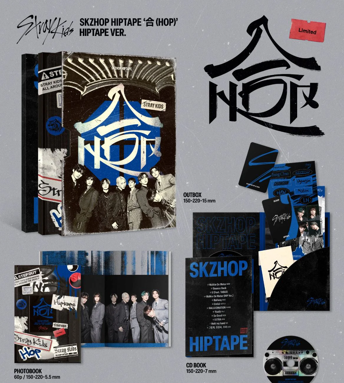 STRAY KIDS - SKZHOP HIPTAPE ‘合 (HOP)’ (HIPTAPE VER.) (LIMITED) + BDM Photocard - Image 2