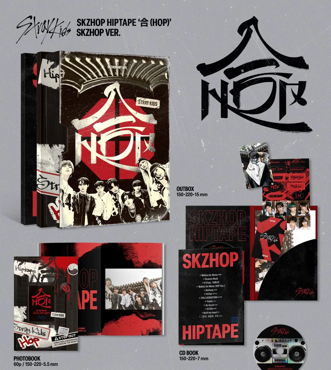 STRAY KIDS - SKZHOP HIPTAPE ‘合 (HOP)’ (SKZHOP VER.) + Makestar Photocard - Image 3